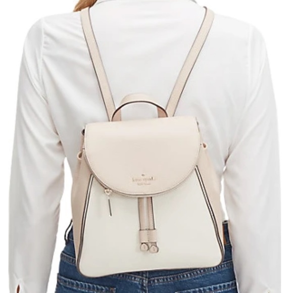 Kate Spade Medium Flap Backpack Warm Beige White main image 5